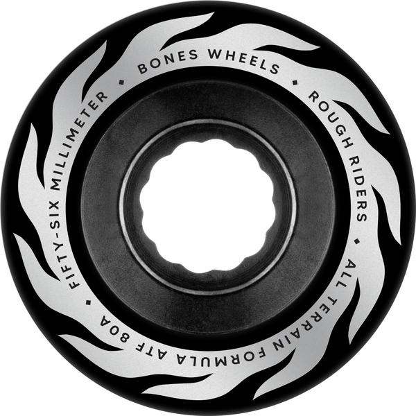 Bones Wheels (Jeu De 4) Atf 56Mm Rough Riders Flame 80A Blk