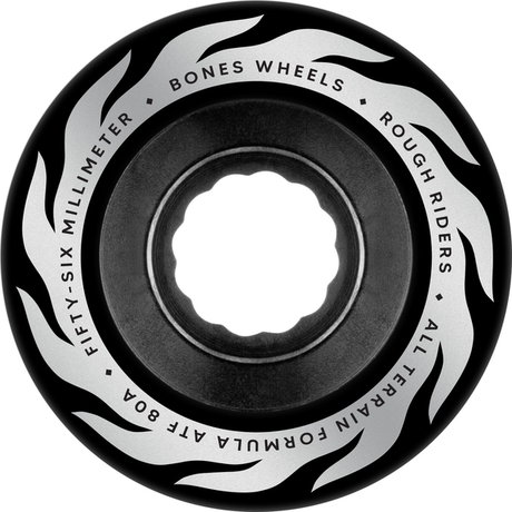 Bones Wheels (Jeu De 4) Atf 56Mm Rough Riders Flame 80A Blk