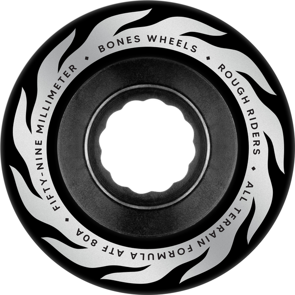 Bones Wheels (Jeu De 4) Atf 59Mm Rough Riders Flame 80A Blk