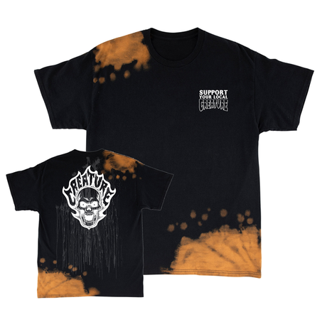Creature T-Shirt Bonehead Flame Wash Ss Greasy Black