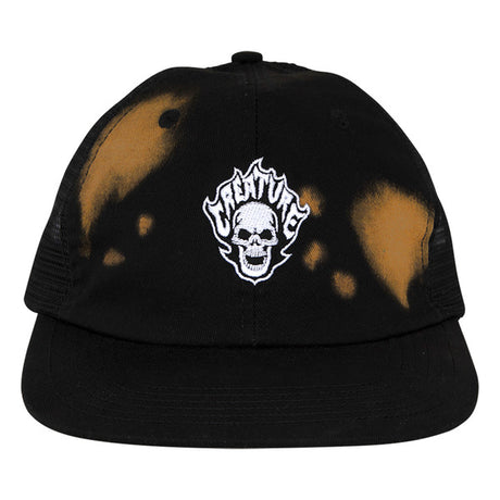Creature Cap Bonehead Flame Wash Mesh Trucker Greasy Black