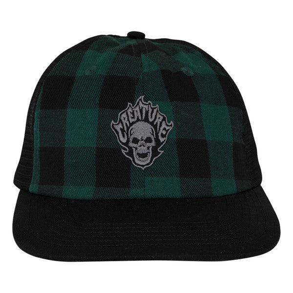 Creature Cap Bonehead Flame Wash Mesh Trucker Green Flannel