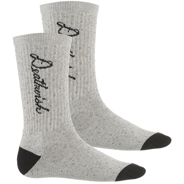 Deathwish Socks Script Heather Grey