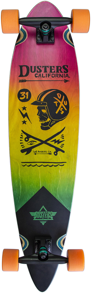 Dusters Complete Longboard Moto Fades 37 Pink Orange Teal
