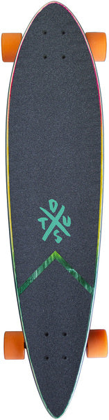 Dusters Complete Longboard Moto Fades 37 Pink Orange Teal