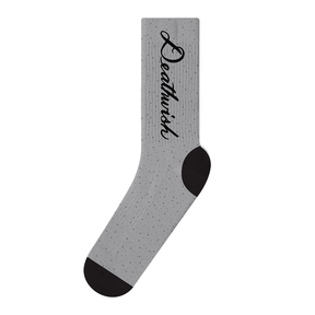 Deathwish Socks Script Heather Grey