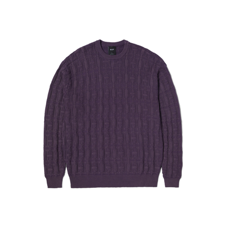 Pull Huf Interlaced Jacquard Overdyed Crew Raisin