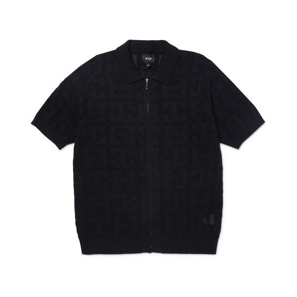 Pull Huf Monogram Jacquard Zip Black