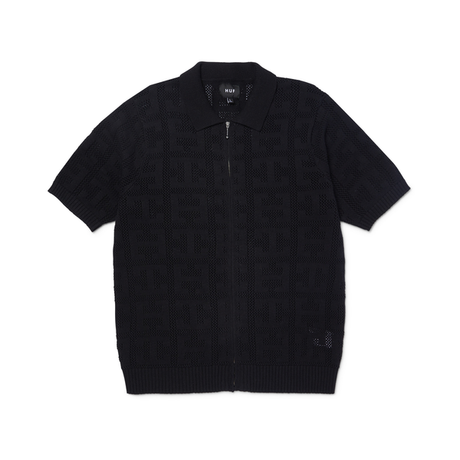 Pull Huf Monogram Jacquard Zip Black