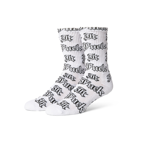 Chaussettes Huf Fuck It Old English White