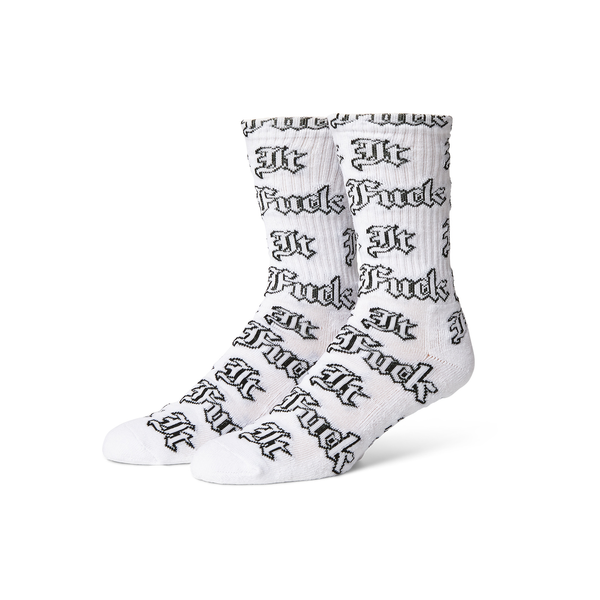 Chaussettes Huf Fuck It Old English White
