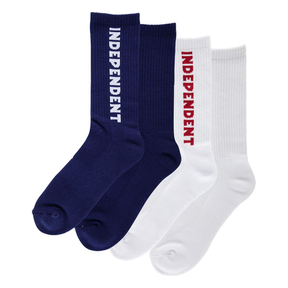 Independent Socks Baseline 2-Pack Crew White Navy