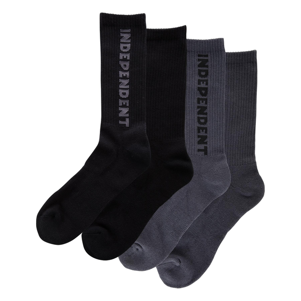 Independent Socks Baseline 2-Pack Crew Black Charcoal