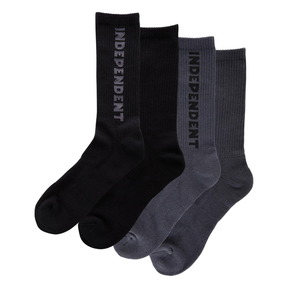 Independent Socks Baseline 2-Pack Crew Black Charcoal