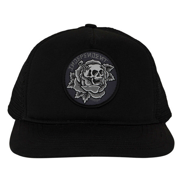 Independent Cap Dressen Skull Rose Snapback Black