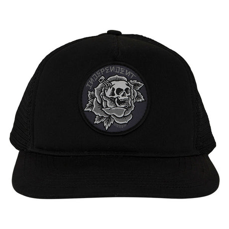 Independent Cap Dressen Skull Rose Snapback Black