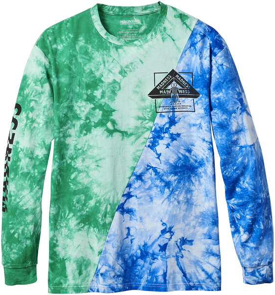 Madness T-Shirt Tie Dye Split V2 Ls Green Cool Grey