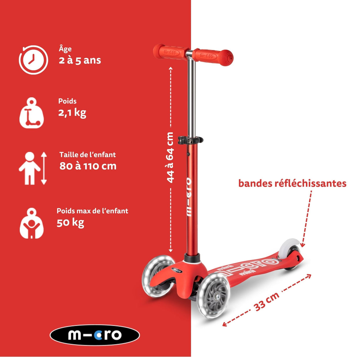 Mini Micro Deluxe Led - Rouge