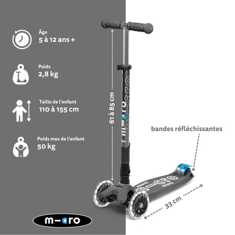 Maxi Micro Deluxe Pliable Led - Gris Volcan