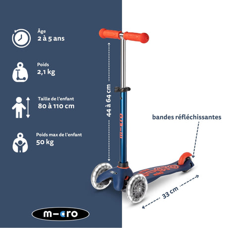 Mini Micro Deluxe Led - Bleu Marine Et Rouge