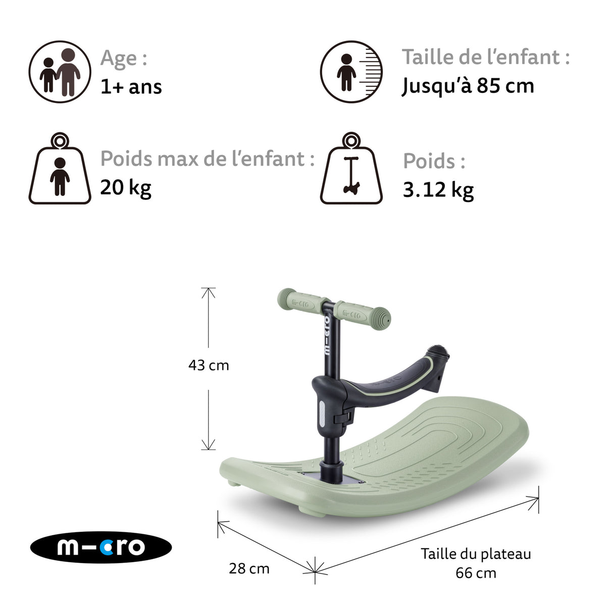 Mini Micro Deluxe Rock & Go Led - Vert Sauge