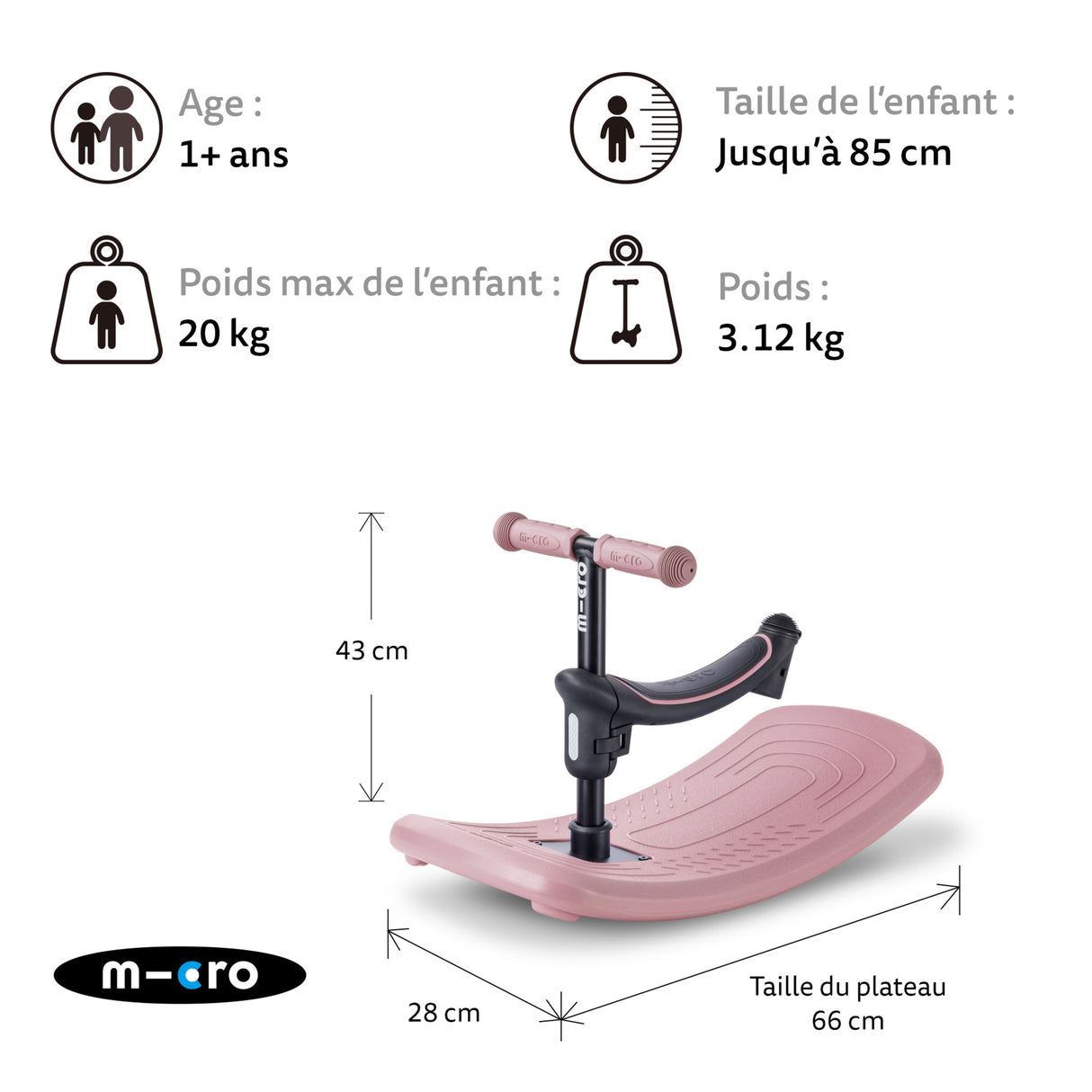 Mini Micro Deluxe Rock & Go Led - Rose Poudré