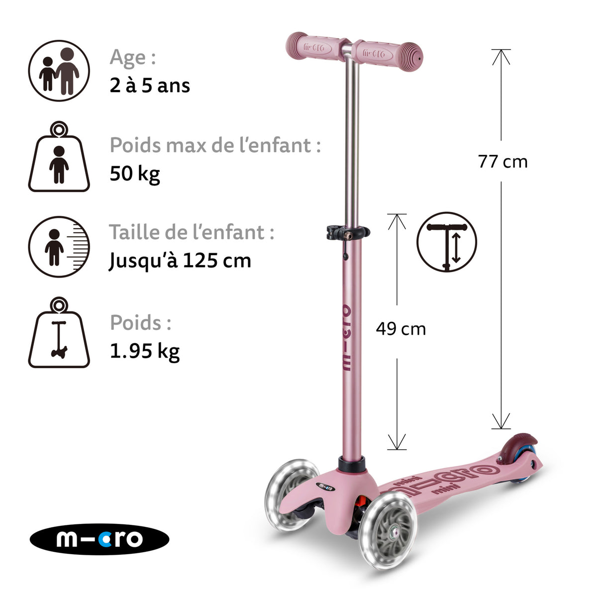 Mini Micro Deluxe Rock & Go Led - Rose Poudré