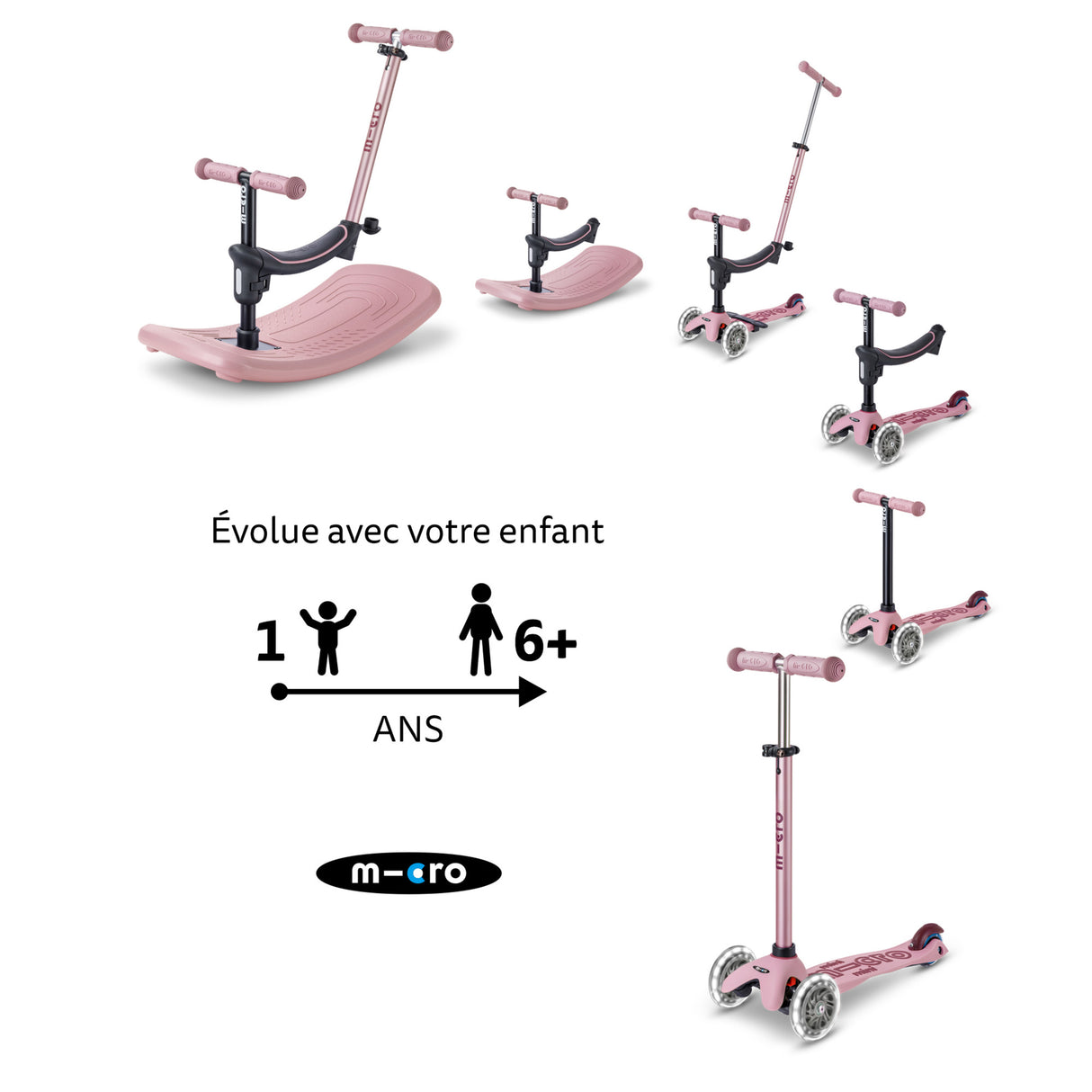 Mini Micro Deluxe Rock & Go Led - Rose Poudré