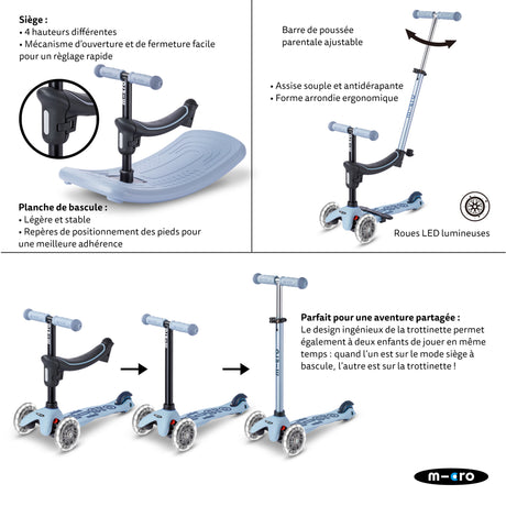 Mini Micro Deluxe Rock & Go Led - Bleu Ardoise