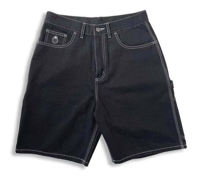 Short Nonsense Yeti Denim Black Denim White Stitching