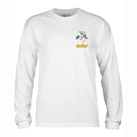 Powell T-Shirt Skateboard Skeleton Ls White