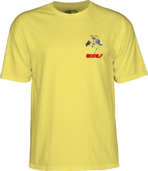 Powell T-Shirt Skateboard Skeleton Ss Yellow