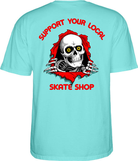 Powell T-Shirt Support Your Local Skate Shop Ss Teal