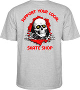 Powell T-Shirt Support Your Local Skate Shop Ss Gray