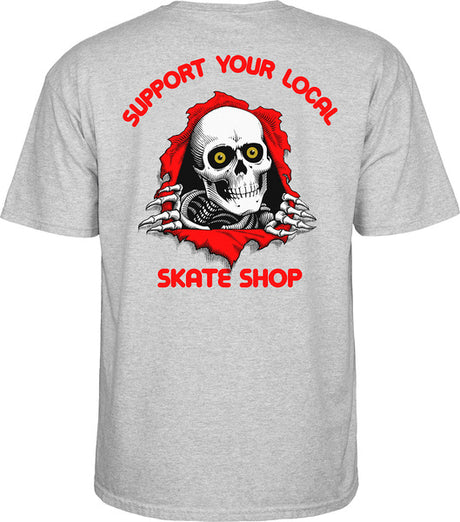 Powell T-Shirt Support Your Local Skate Shop Ss Gray