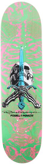 Powell Deck Ps Skull & Sword Pink Green
