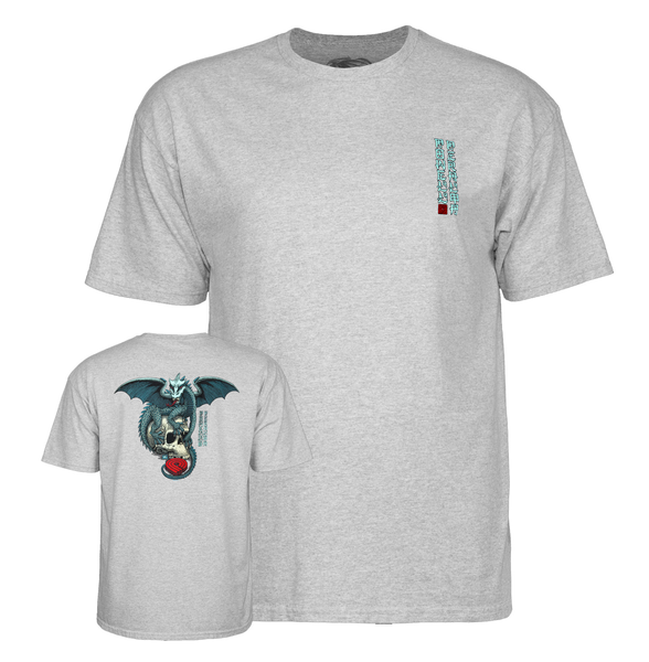 Powell T-Shirt Dragon Skull Ss Gray