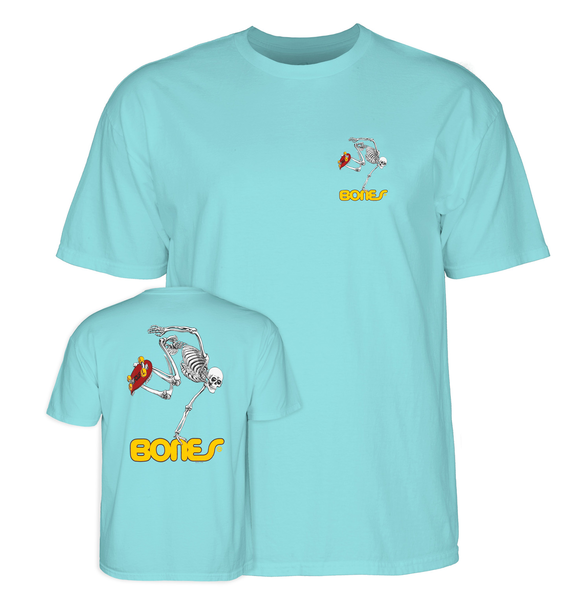 Powell T-Shirt Skateboard Skeleton Ss Teal Ice