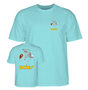 Powell T-Shirt Skateboard Skeleton Ss Teal Ice