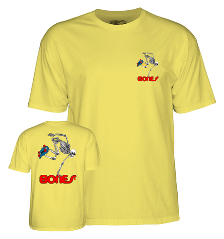 Powell T-Shirt Skateboard Skeleton Ss Yellow