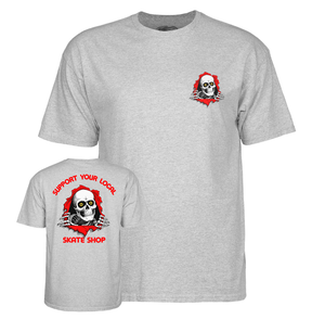 Powell T-Shirt Support Your Local Skate Shop Ss Gray