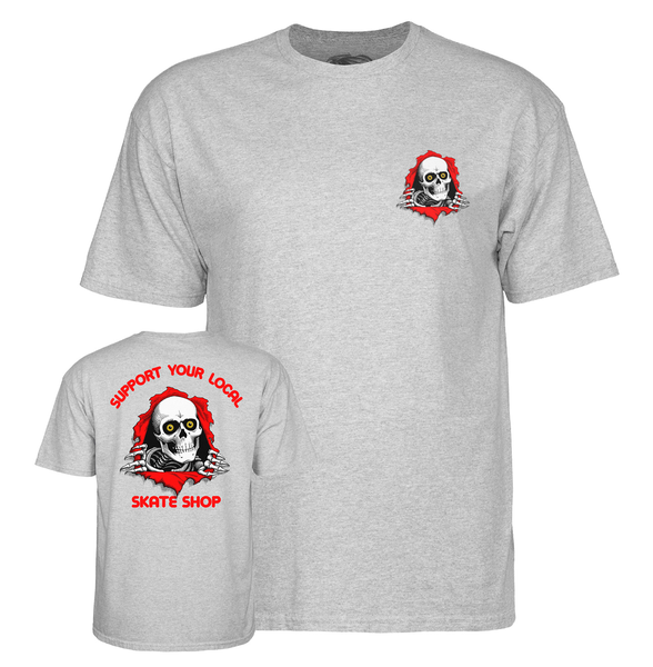 Powell T-Shirt Support Your Local Skate Shop Ss Gray