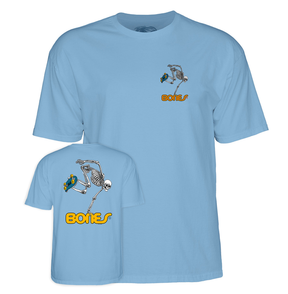 Powell T-Shirt Skateboard Skeleton Ss Baby Blue