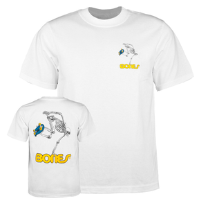Powell T-Shirt Youth Skateboard Skeleton Ss White