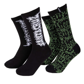 Chaussettes Santa Cruz Punk Web Socks (2 Pack) Black / Green Web