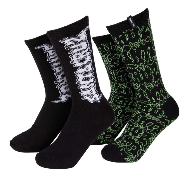 Chaussettes Santa Cruz Punk Web Socks (2 Pack) Black / Green Web