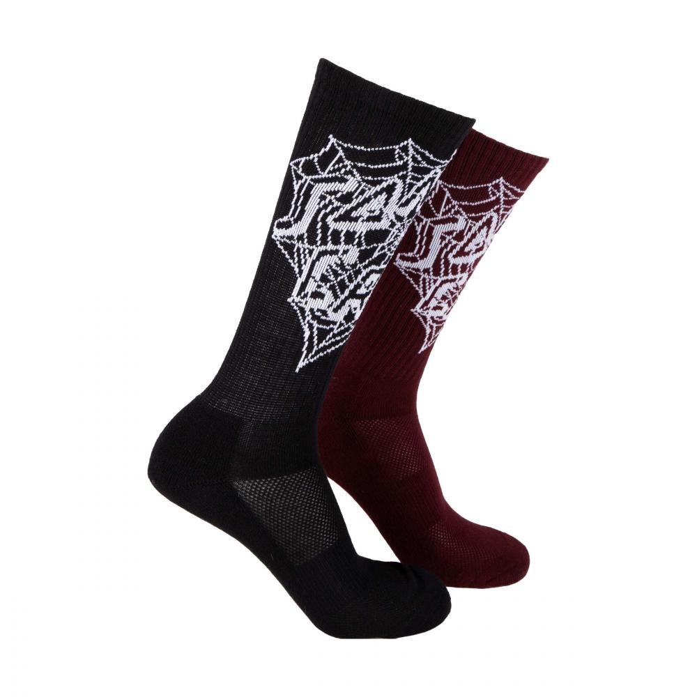 Chaussettes Santa Cruz Web Dot Socks (2 Pack) Black & Dark Plum