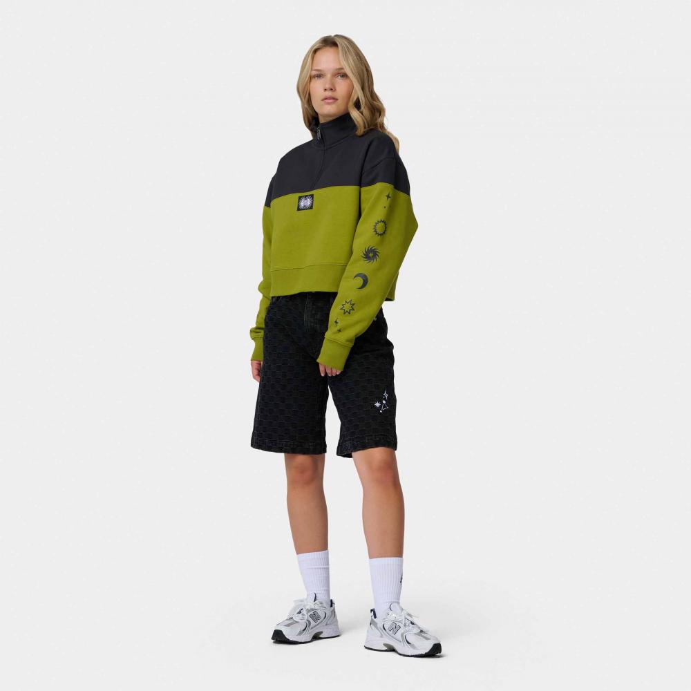 Sweat col rond femme Santa Cruz Split Sun Quarter Black Wash / Pesto