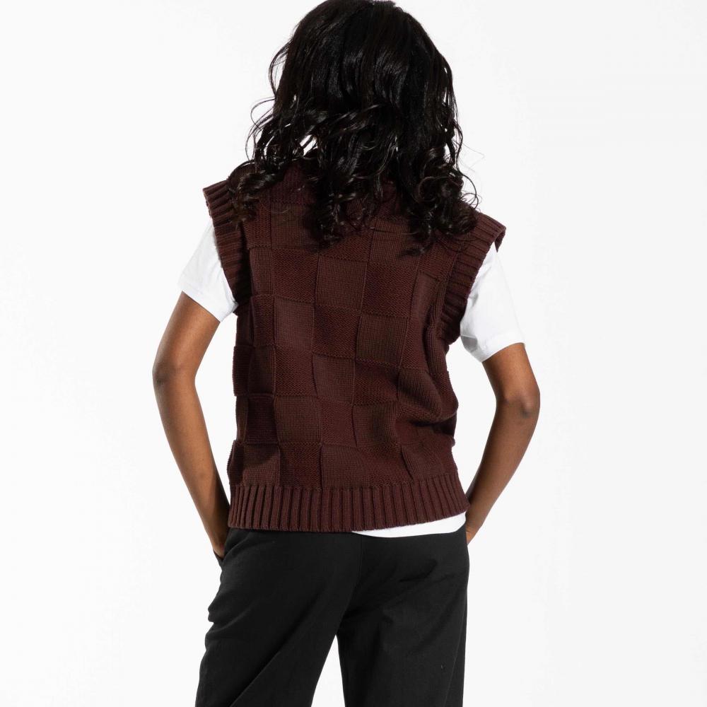 Pull femme Santa Cruz Check 2-in-1 Knit Cocoa Powder