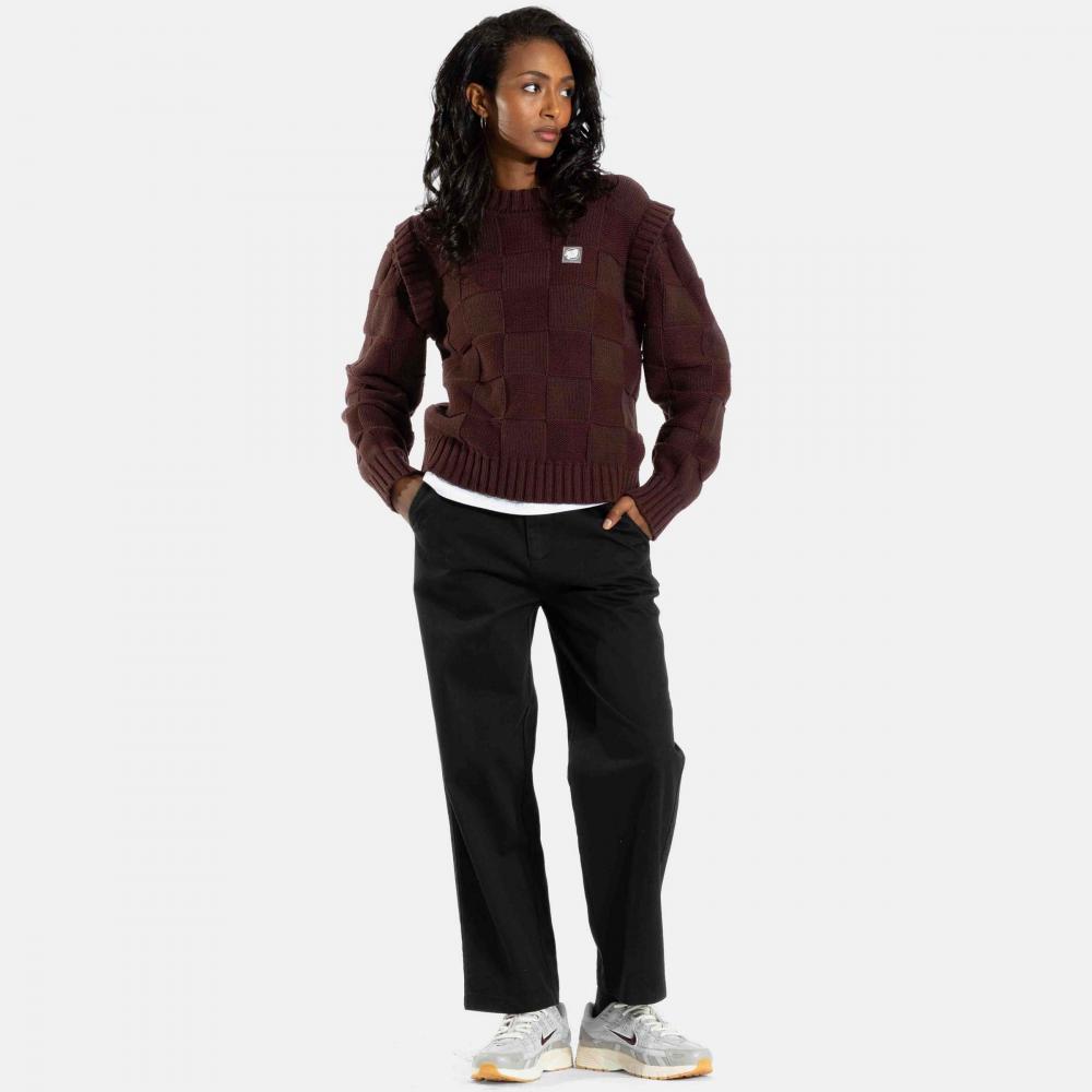 Pull femme Santa Cruz Check 2-in-1 Knit Cocoa Powder